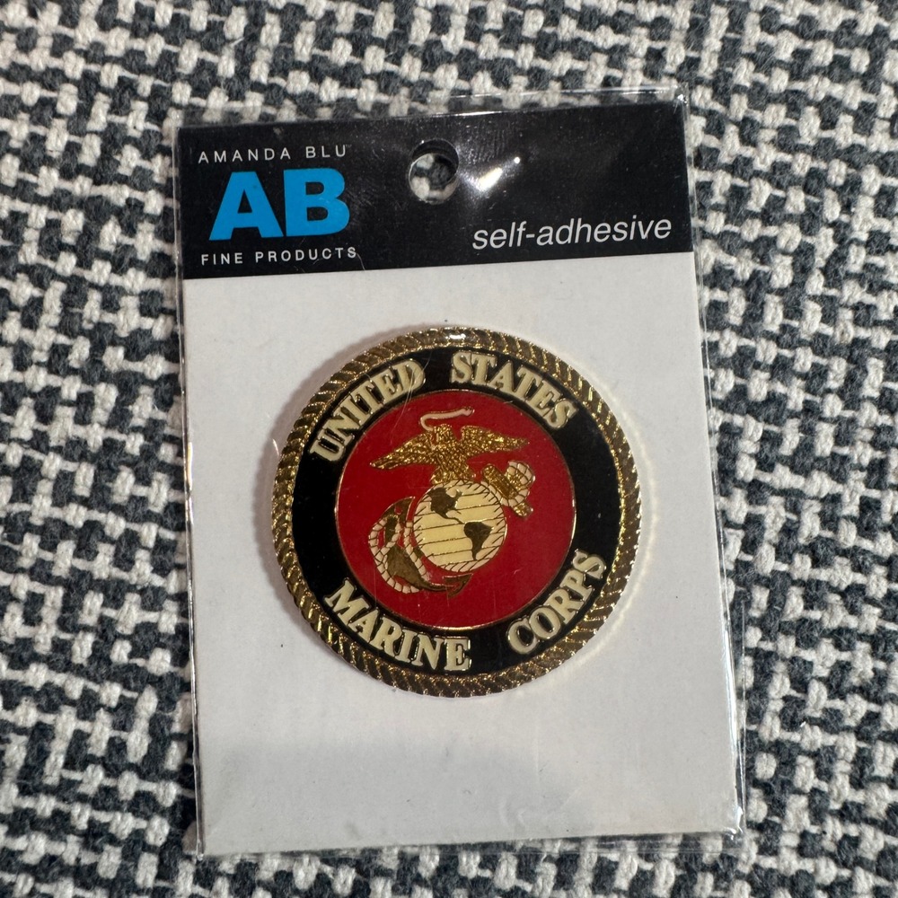 Amanda Blu US Marine Corps Self Adhesive Emblem USMC EGA Gold Tone Medallion NEW
